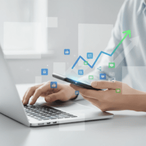 دیجیتال مارکتینگ با تمرکز بر رشد آنلاین، تحلیل داده و تعامل کاربران از طریق موبایل و لپ‌تاپ 