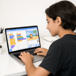 آموزش برنامه نویسی اسکرچ برای کودکان با لپ تاپ